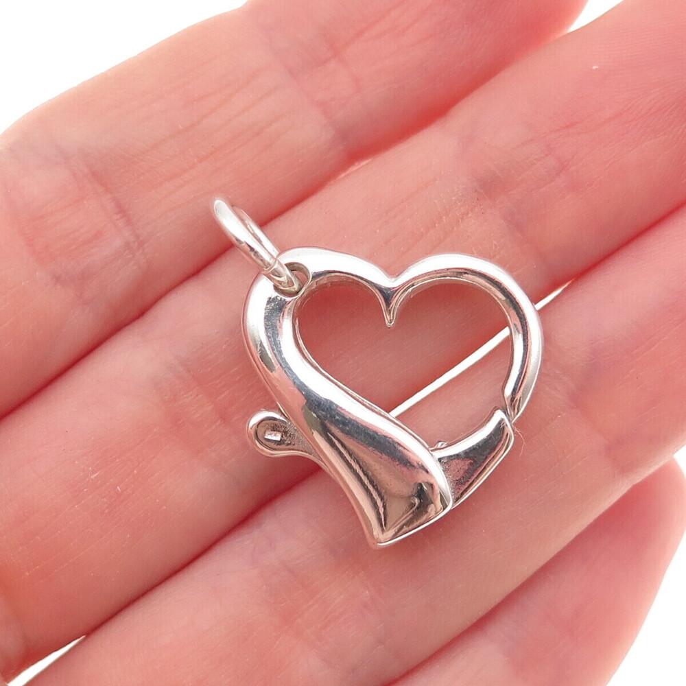 925 Sterling Silver Vintage Bracelet / Necklace Heart Lobster Lock Clasp